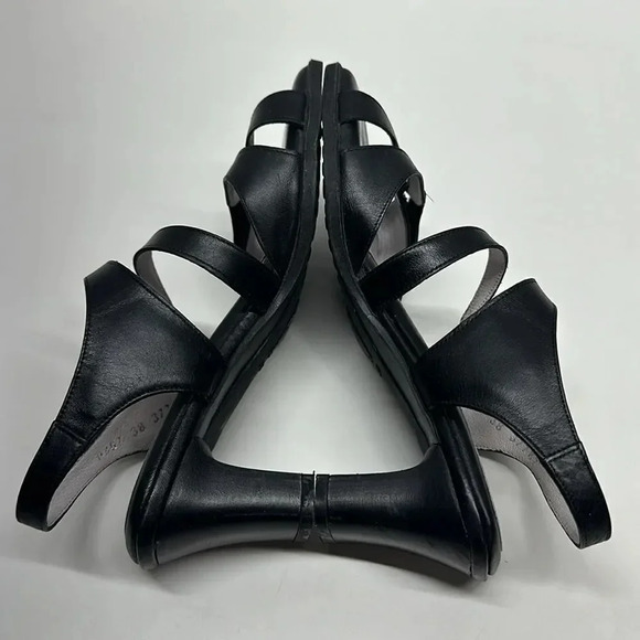 BeautiFeel High Heel Shoes Strappy Open Toe Anke Strap Leather Black Size 38 8 - Picture 8 of 11